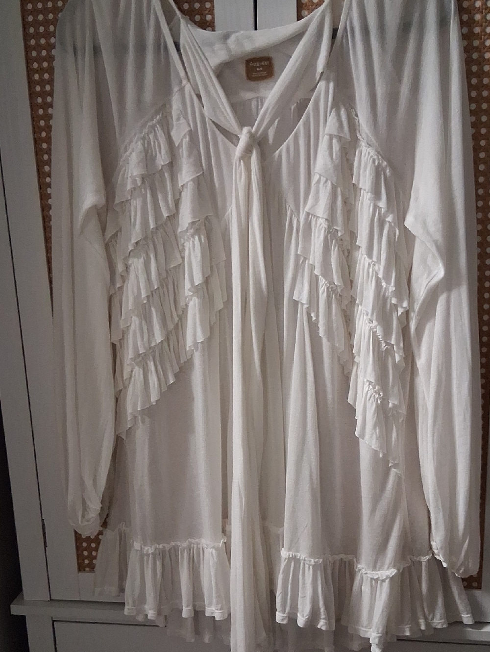 Free People Whitw Ruffle Tie-Front Blouse